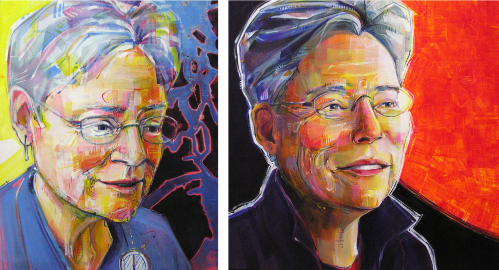 before and after portraits of woman going through menopause