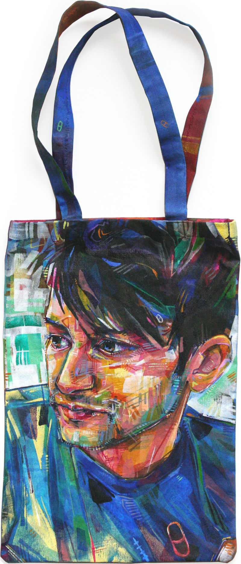 painted portrait bag of Jesse Morgan Young