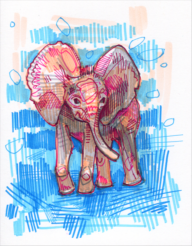 baby elephant colorful drawing