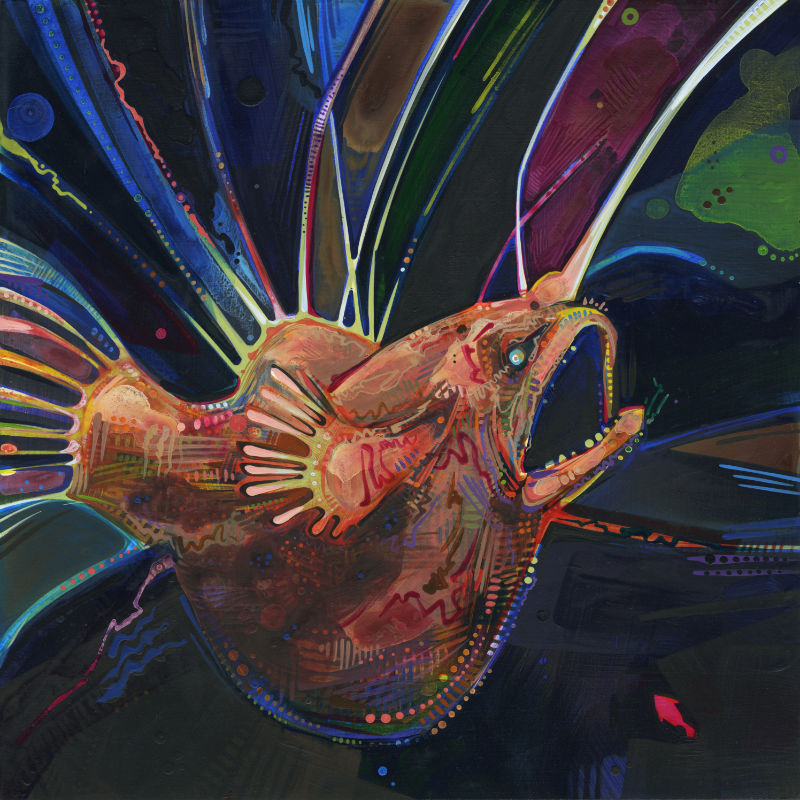 painting of a fanfin seadevil fish by queer New Jersey artist Gwenn Seemel