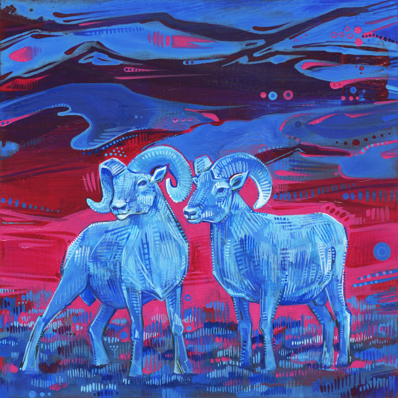 painting of bighorn sheep by LGBTQIA artist Gwenn Seemel