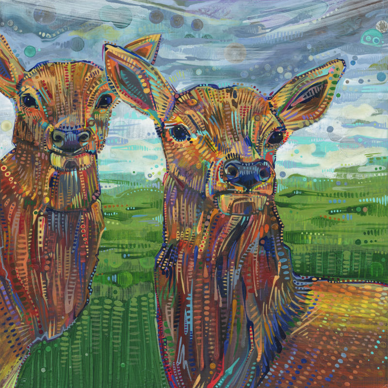 painting of male elk without antlers by LGBTQ artist Gwenn Seemel