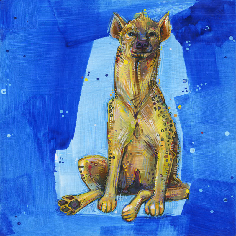hyène, peinte à l’acrylique par l’artiste franco-américaine Gwenn Seemel