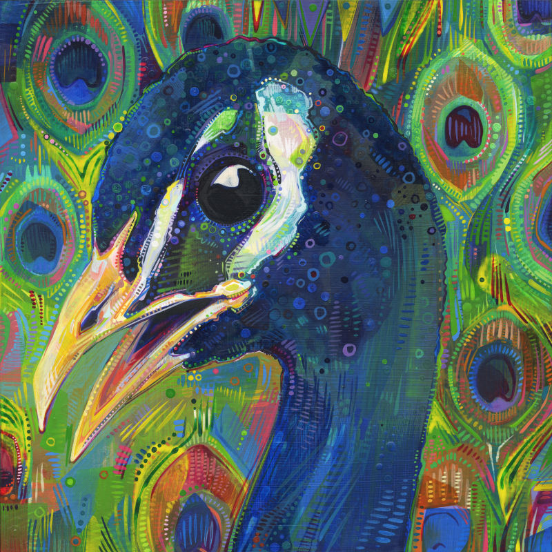peacock painting by Gwenn Seemel, bird artist