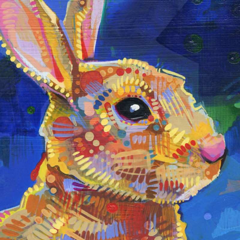 rabbit art by acrylic painter Gwenn Seemel