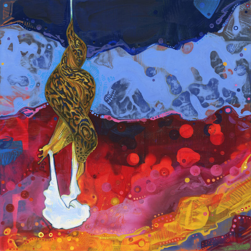 painting of leopard slugs mating by American artist Gwenn Seemel