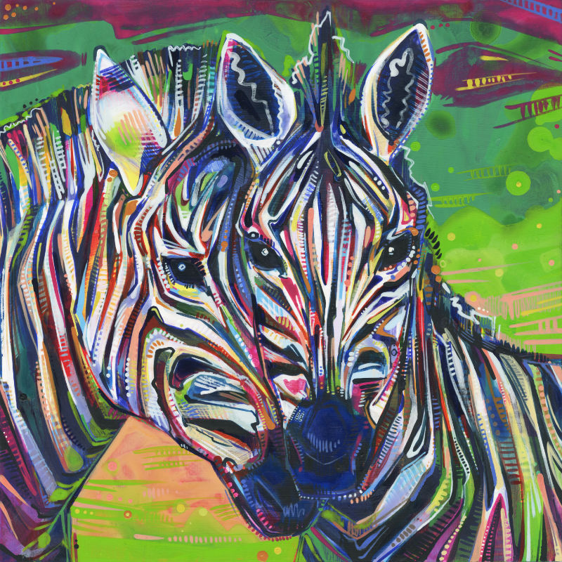 painting of two zebras by queer artist Gwenn Seemel