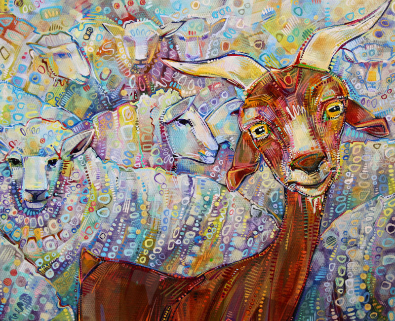 chèvre et moutons de l’artiste animalière Gwenn Seemel