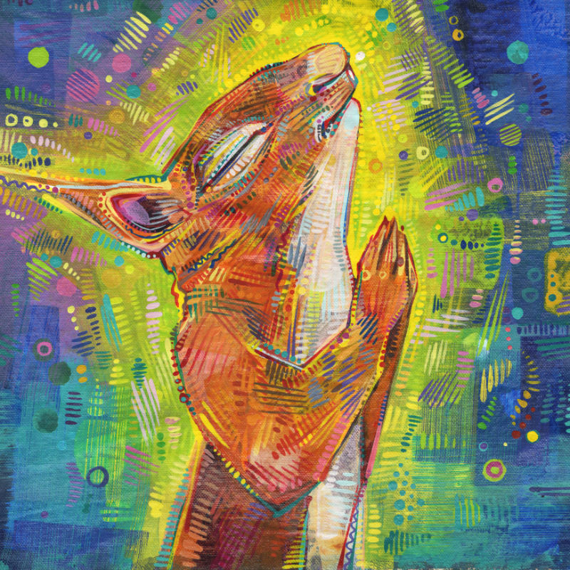 écureuil peint en acrylique