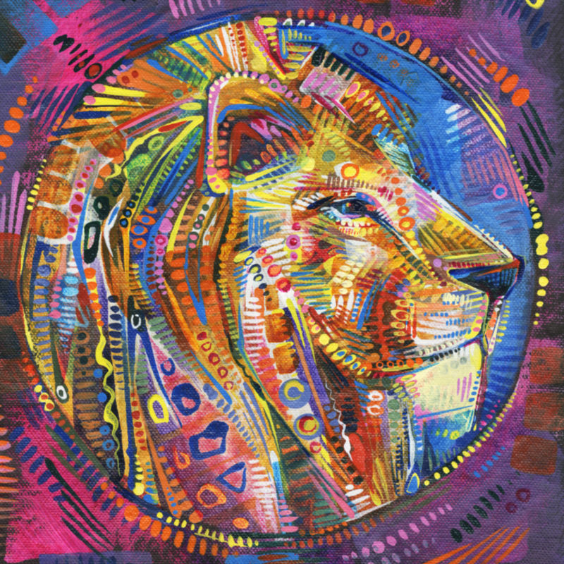 lion profile, peinture