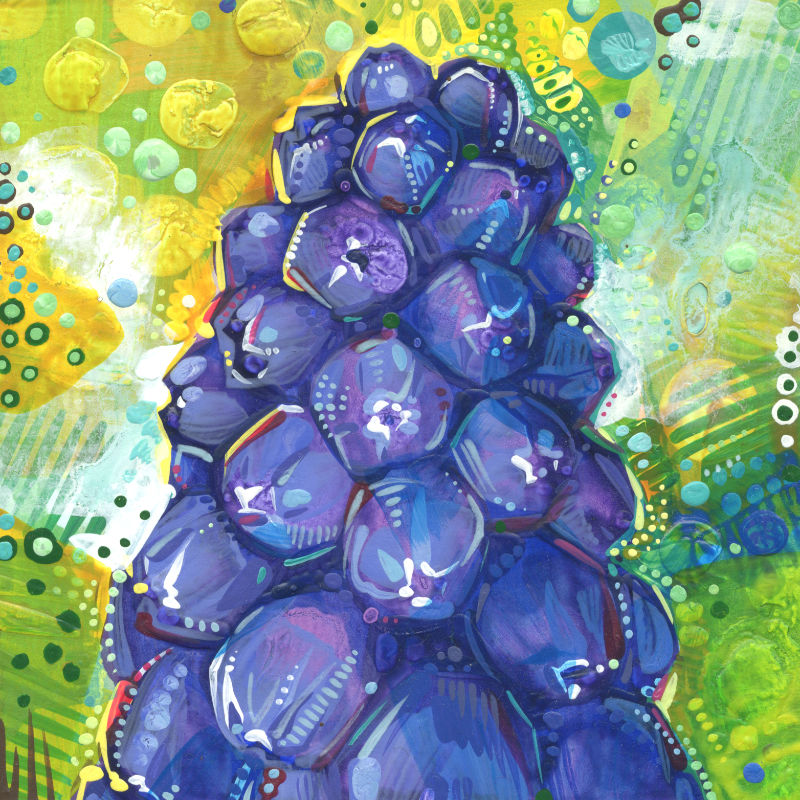 jacinthe de raisin peinte en acrylique