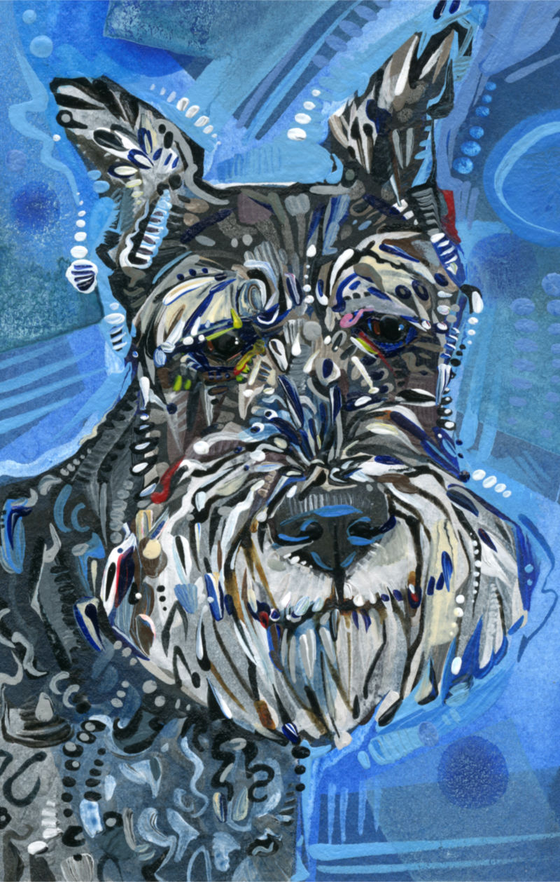 schnauzer dog acrylic painting by pet artist Gwenn Seemel