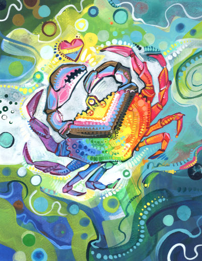 crabe LGBTQIA peint par l’artiste queer Gwenn Seemel