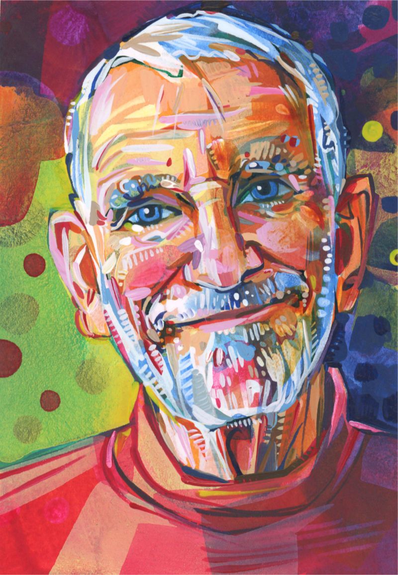 peinture acrylique d’un homme blanc avec un joli sourire, peinte par l’artiste franco-américaine Gwenn Seemel