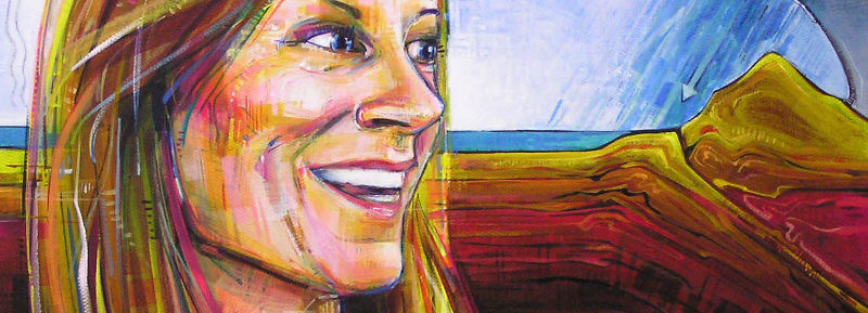 portrait peint à l’acrylique d’une femme souriante