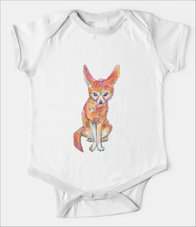 dessin d’un petit renard sur un t-shirt pour bébé