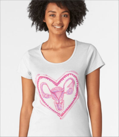 utérus art sur un t-shirt