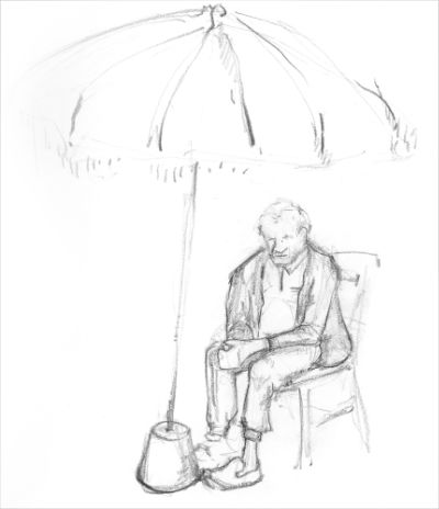 dessin d’une petite sieste sous un parasol