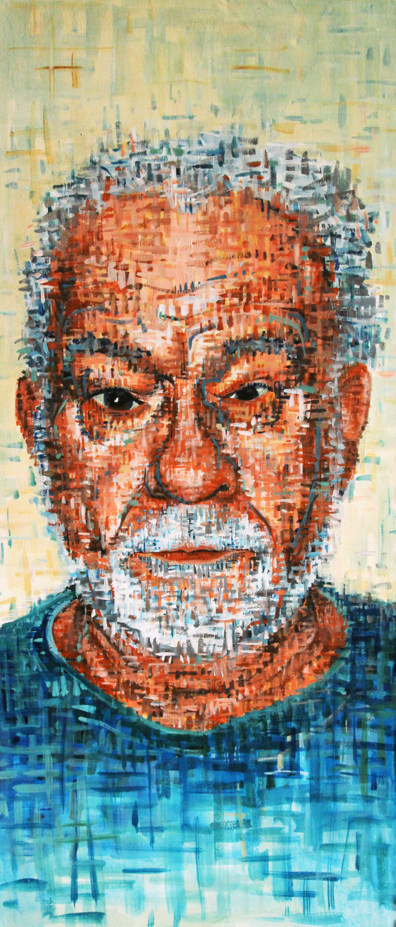 portrait coloré d’un vieil homme peint avec des marques énergiques