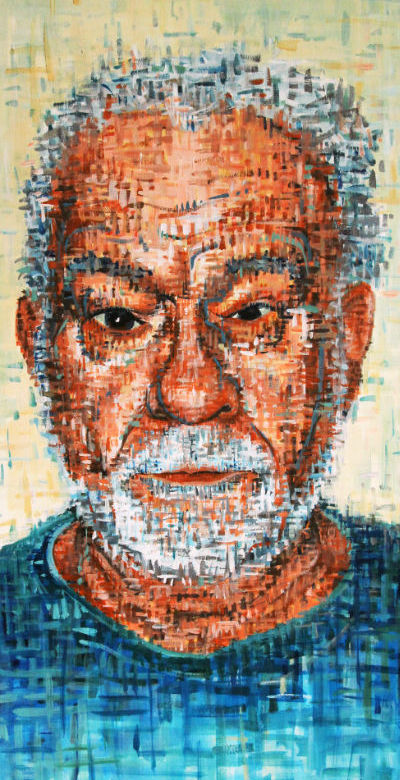 crosshatched painted portrait