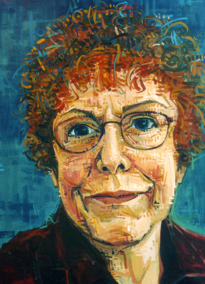 Barbara Black portrait painted in acyrlic by Portland artist Gwenn Seemel