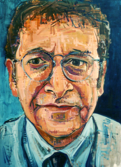 Bob Kochs of Augen Gallery portrait painted in acyrlic by Portland artist Gwenn Seemel