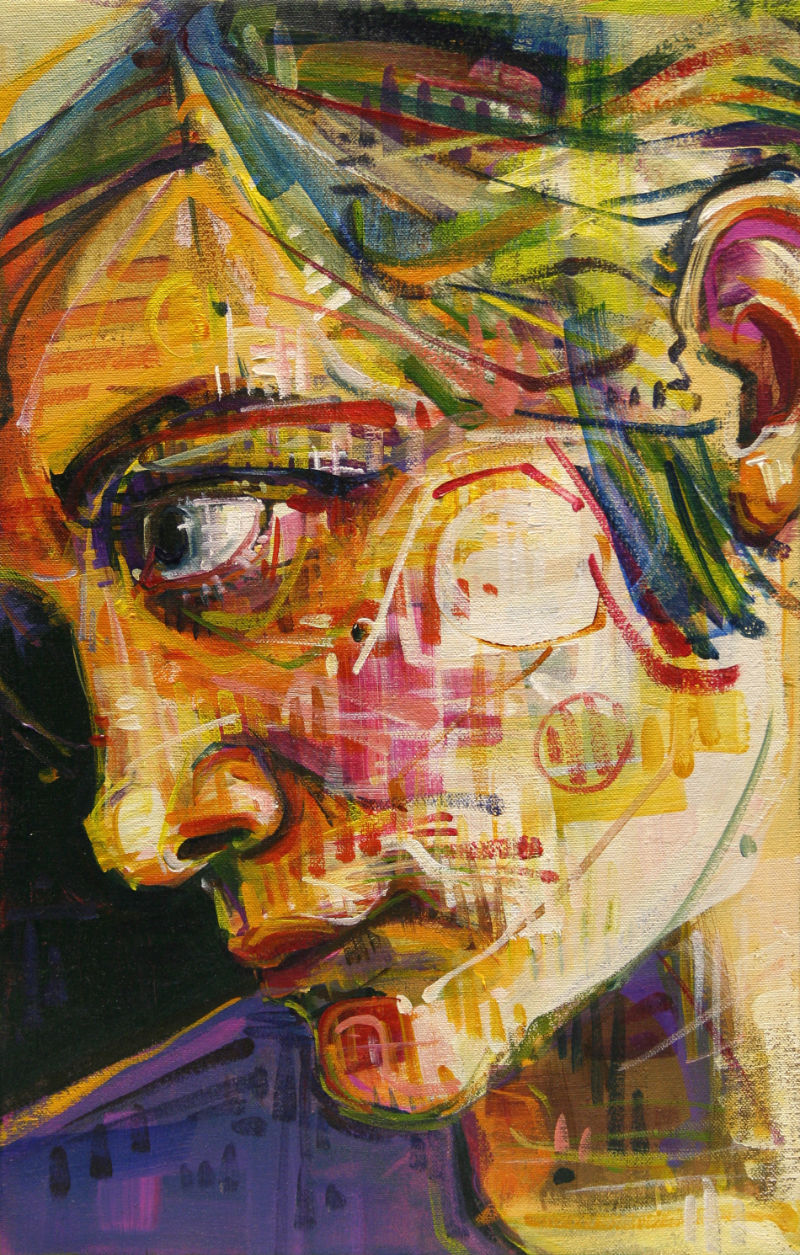 painted portrait of the profile of a white woman’s face