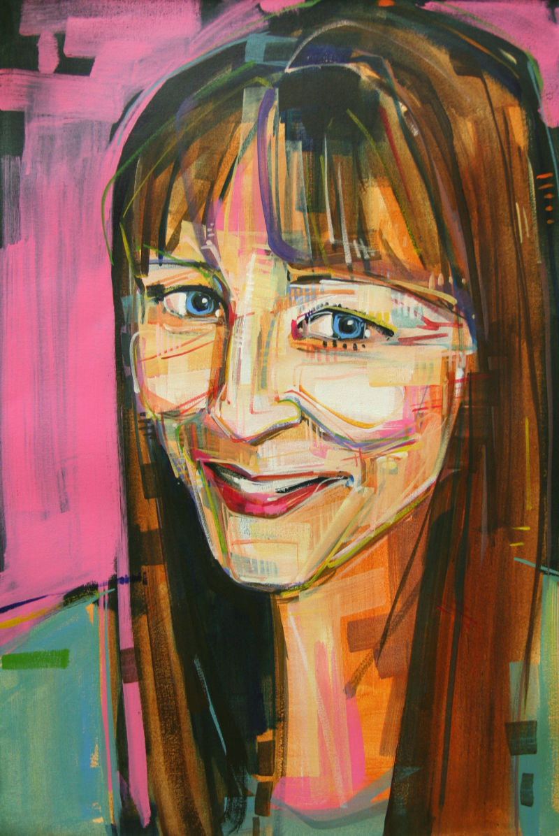 Angela Hollan portrait peint en acrylique