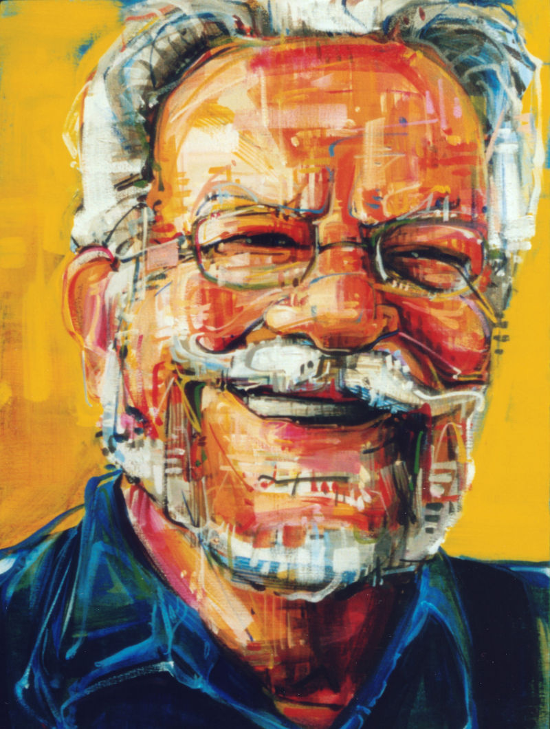 painted portrait of Bud Clark, former Mayor of Portland
