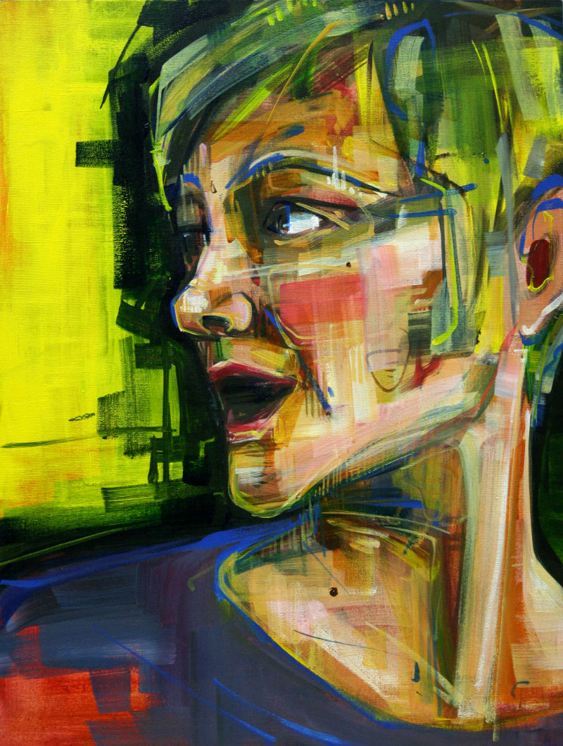Gwenn Seemel autoportrait peint en acrylique