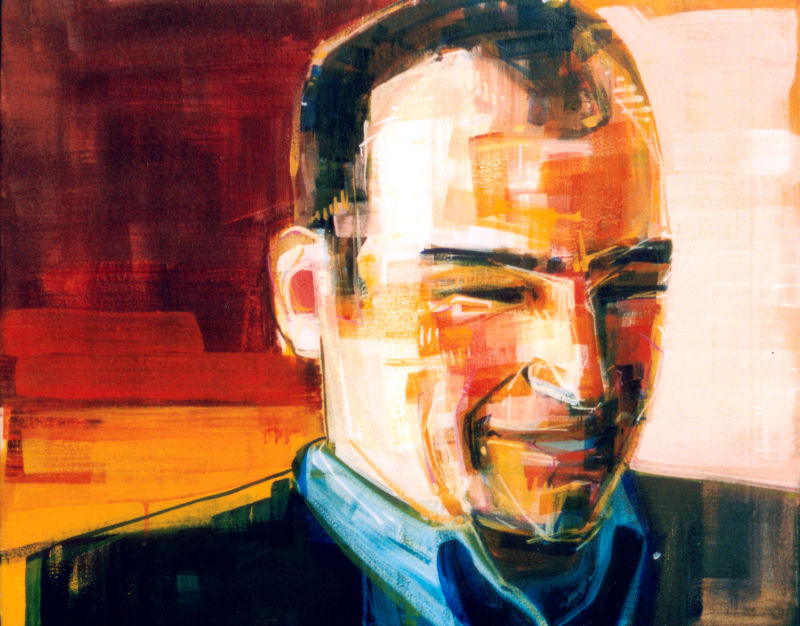 painted portrait of David Kohnstamm, retirement home director