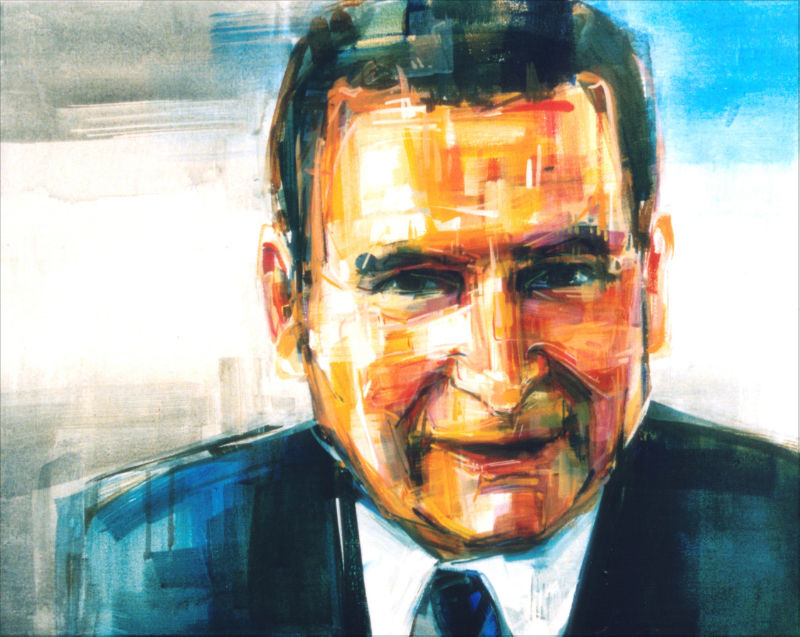 painted portrait of Eli Stutsman, lead author of the Death with Dignity Act
