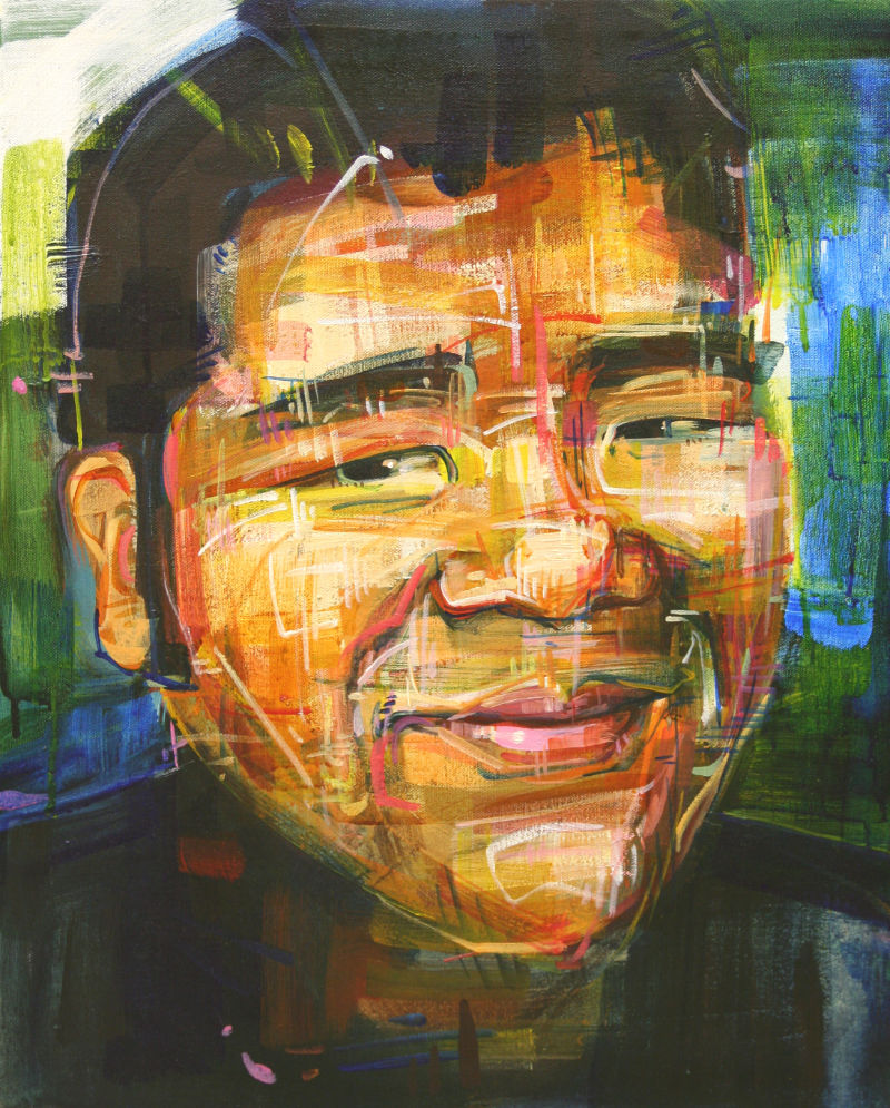 painted portrait of young filipino man