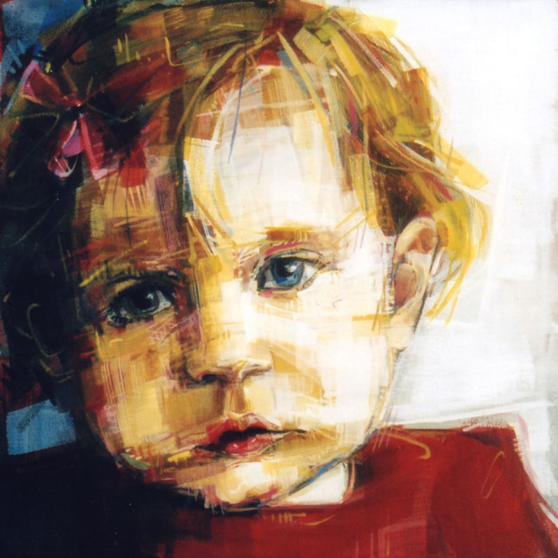 portrait d’une petite fille peint en acrylique