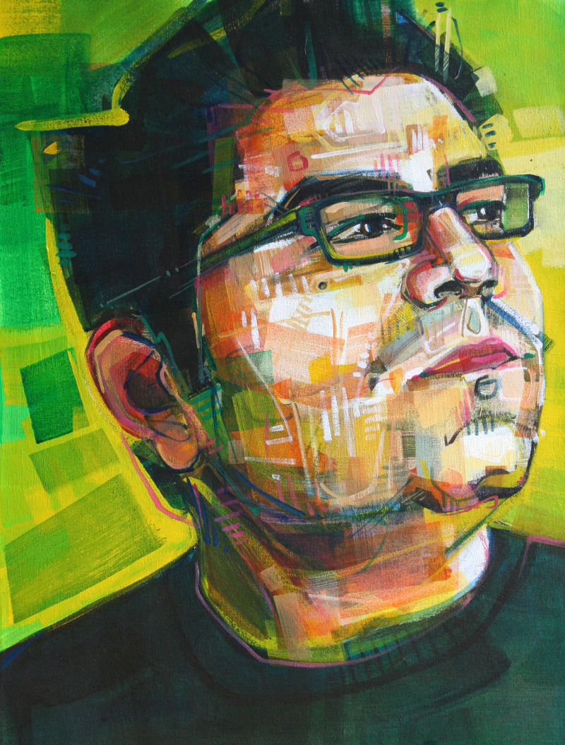 painted portrait of Gabe Flores