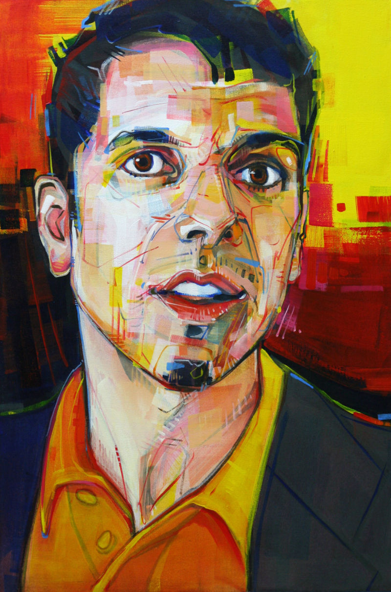 acrylic painted portrait of Marc Acito