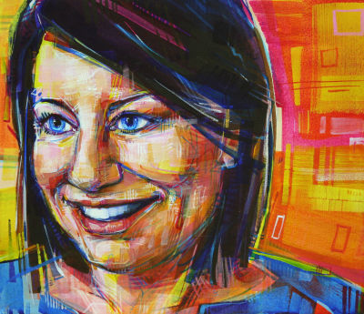 portrait of a smiling woman, custom artwork