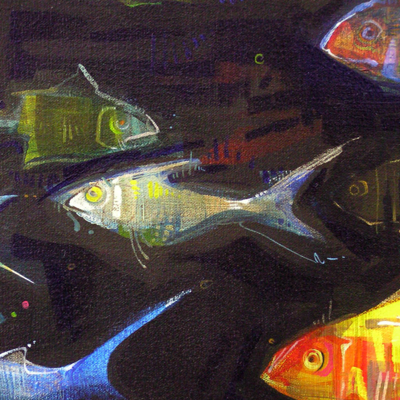 poissons peints en acrylique