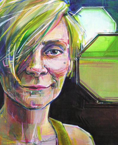 Gwenn Seemel self-portrait with an octagonal window