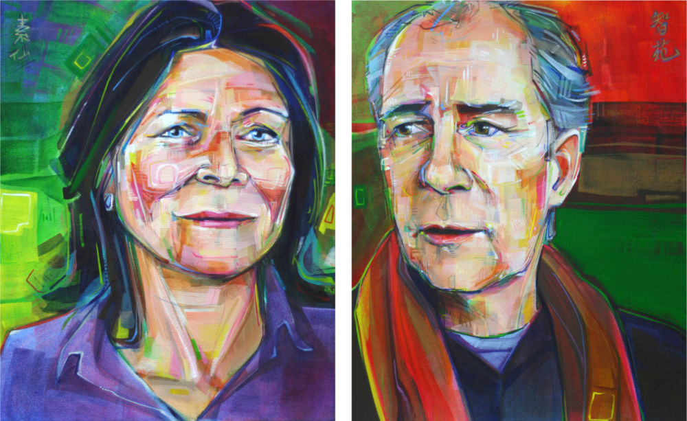 commissioned double portrait of a woman and a man