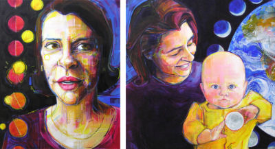 portraits d’une maman peints à l’acrylique