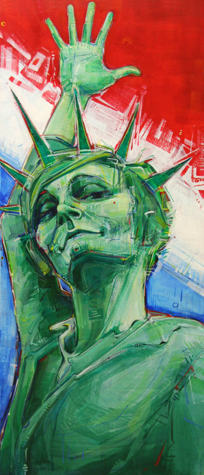 Statue of Liberty political art by French-American artist Gwenn Seemel