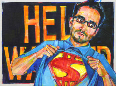 Mexican-American Superman, political art by Portland artist Gwenn Seemel