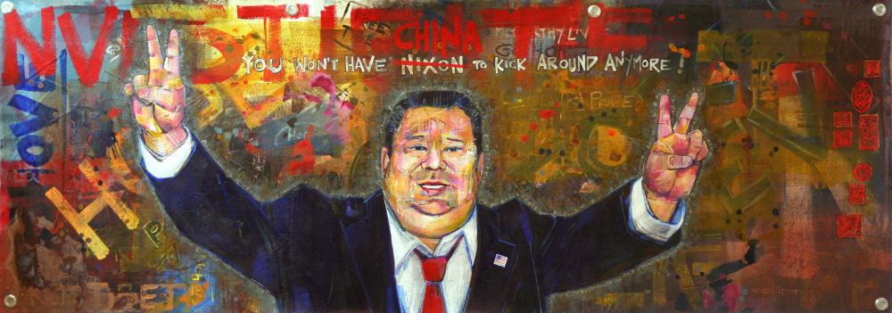 Taiwanese-American Nixon, painting in acrylic on canvas