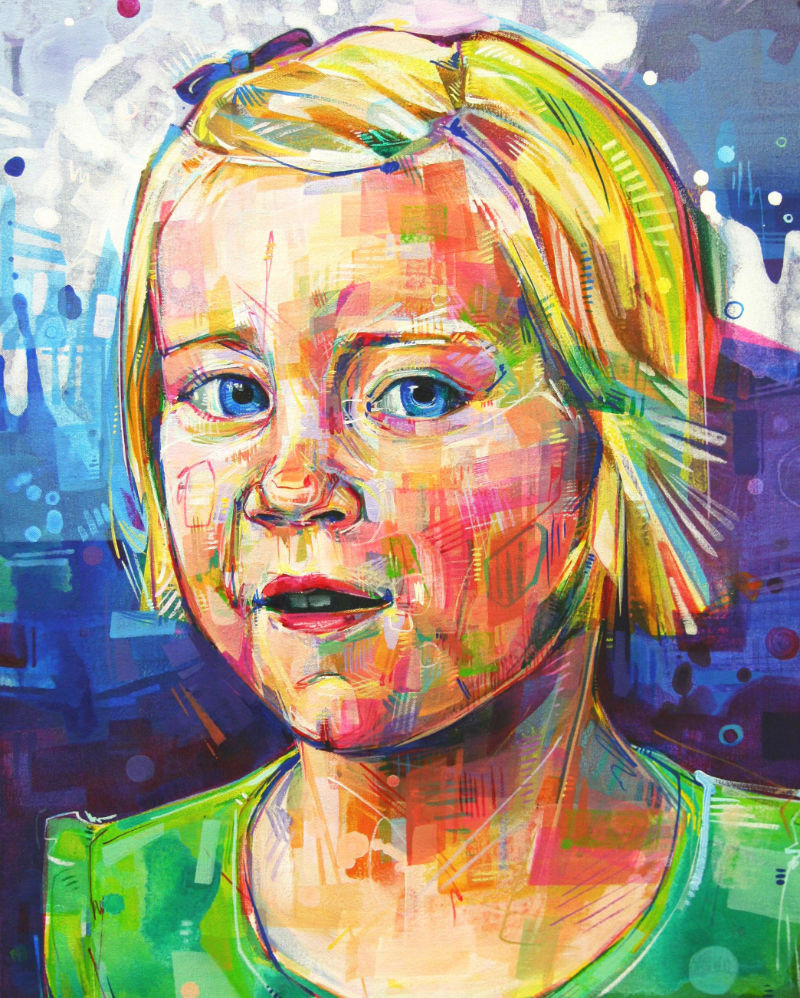 little white girl, painted portrait
