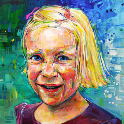 portrait d’une petite fille peint sur commande par l’artiste franco-américaine Gwenn Seemel