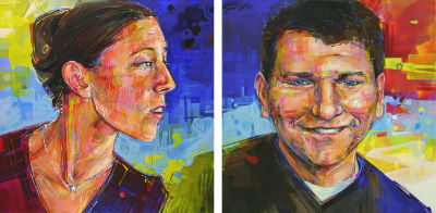 Christine Hokenga and her husband painted by their friend Gwenn Seemel