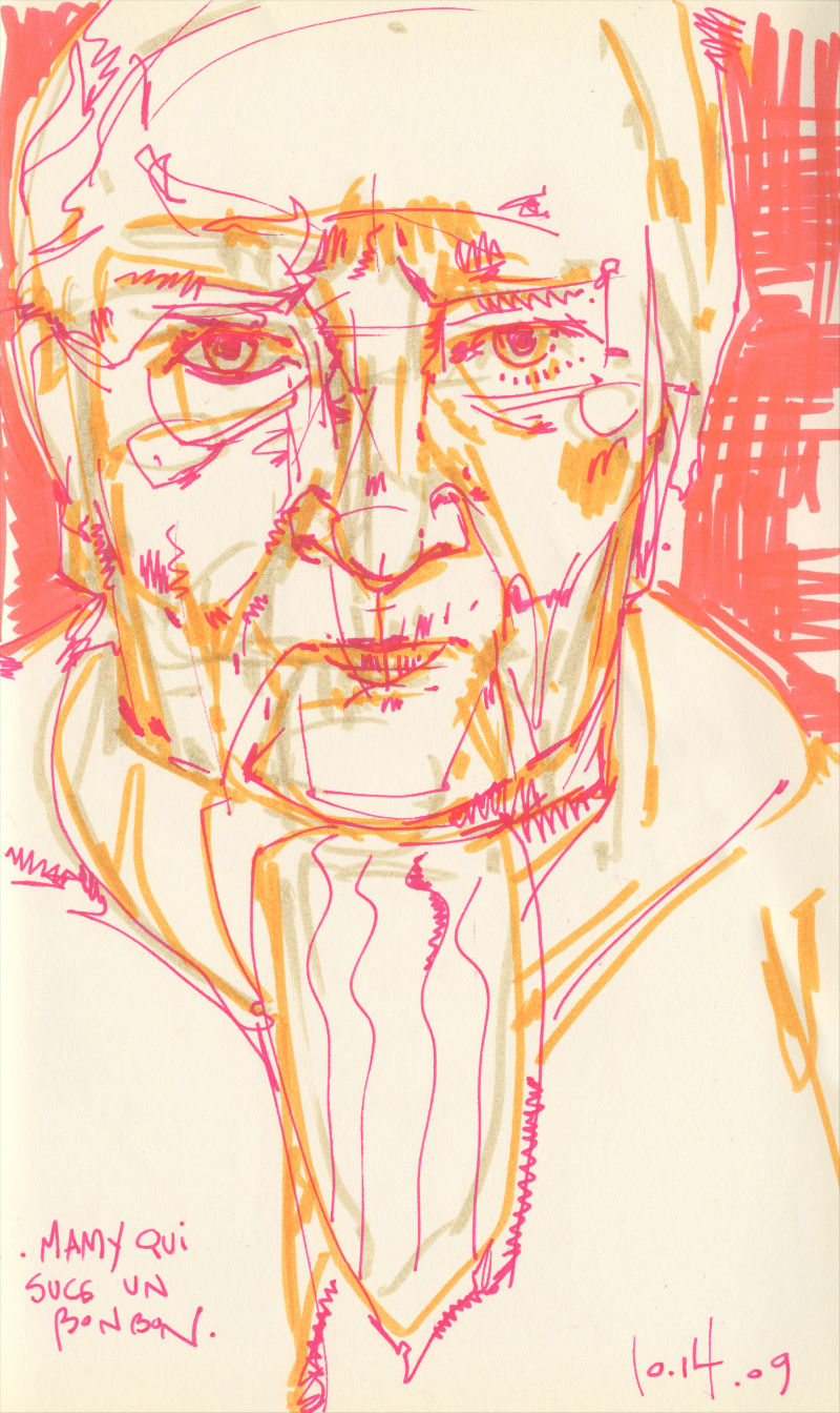 sketchbook drawing of a grandmother