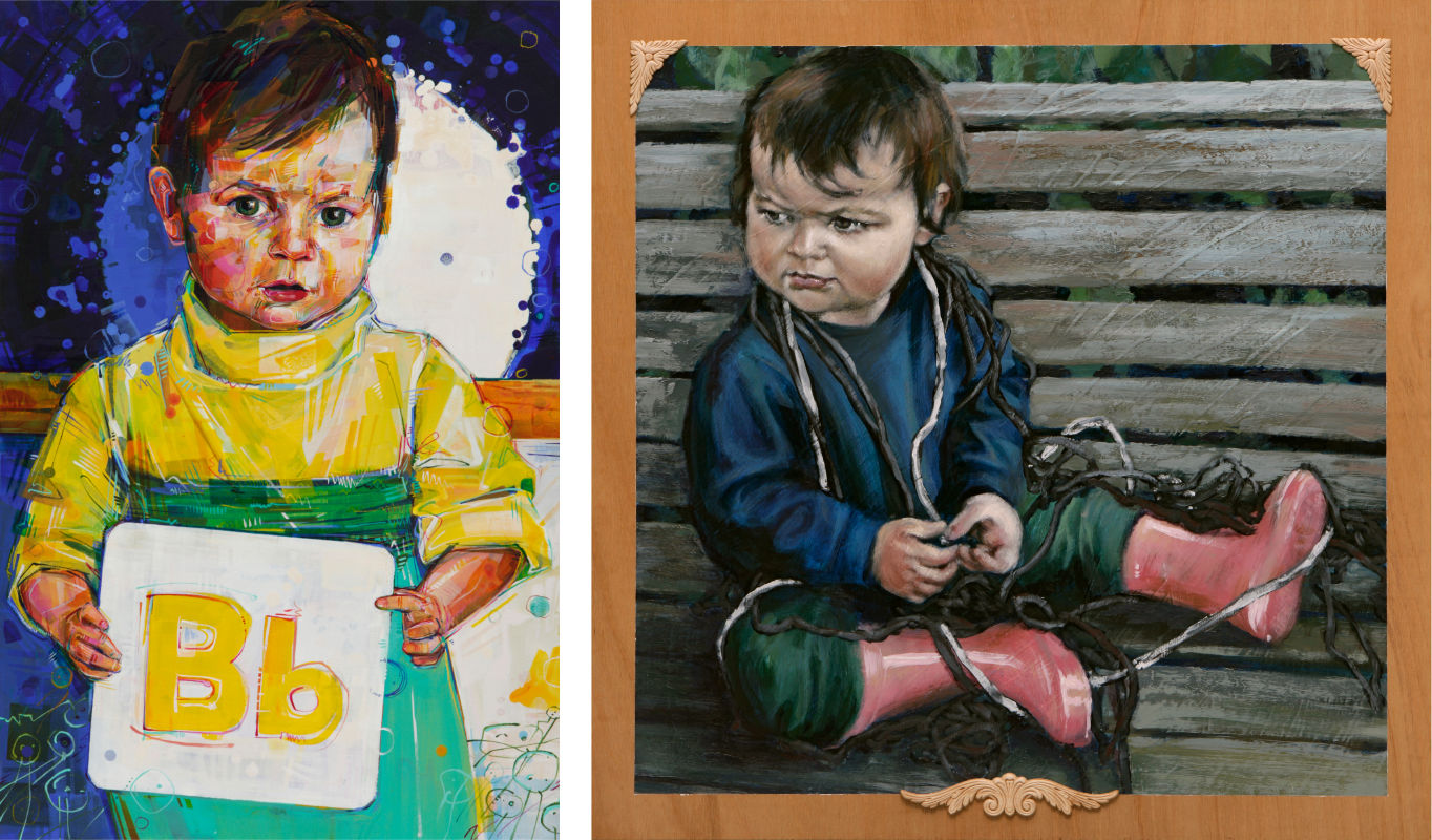 an intense little girl painted by a stranger and by her mother
