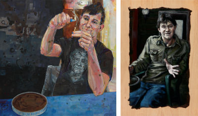 portrait du même homme peint par Gwenn Seemel et par Becca Bernstein